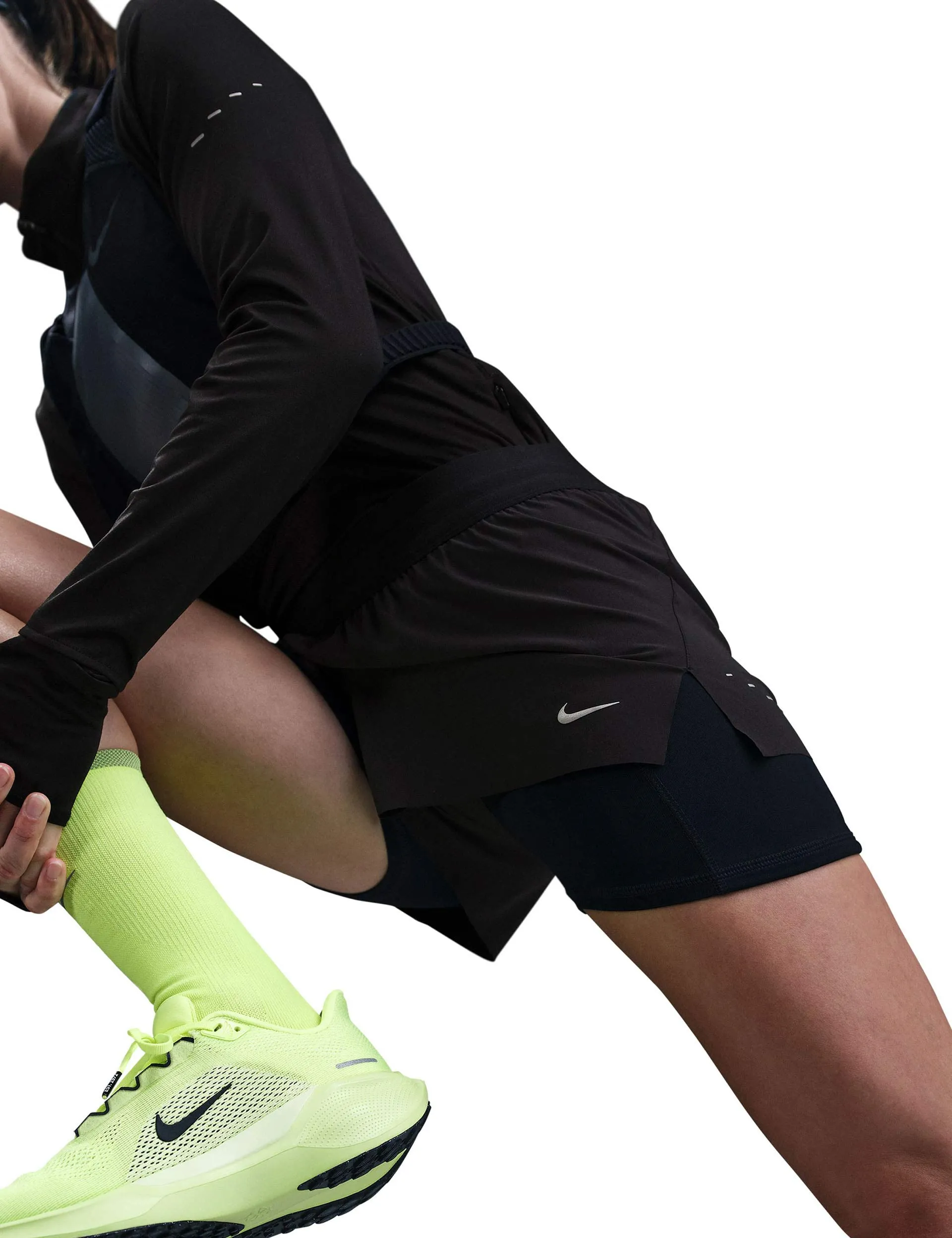 Swift Dri-FIT Mid-Rise 2-in-1 Running Shorts - Black/Reflective Silver