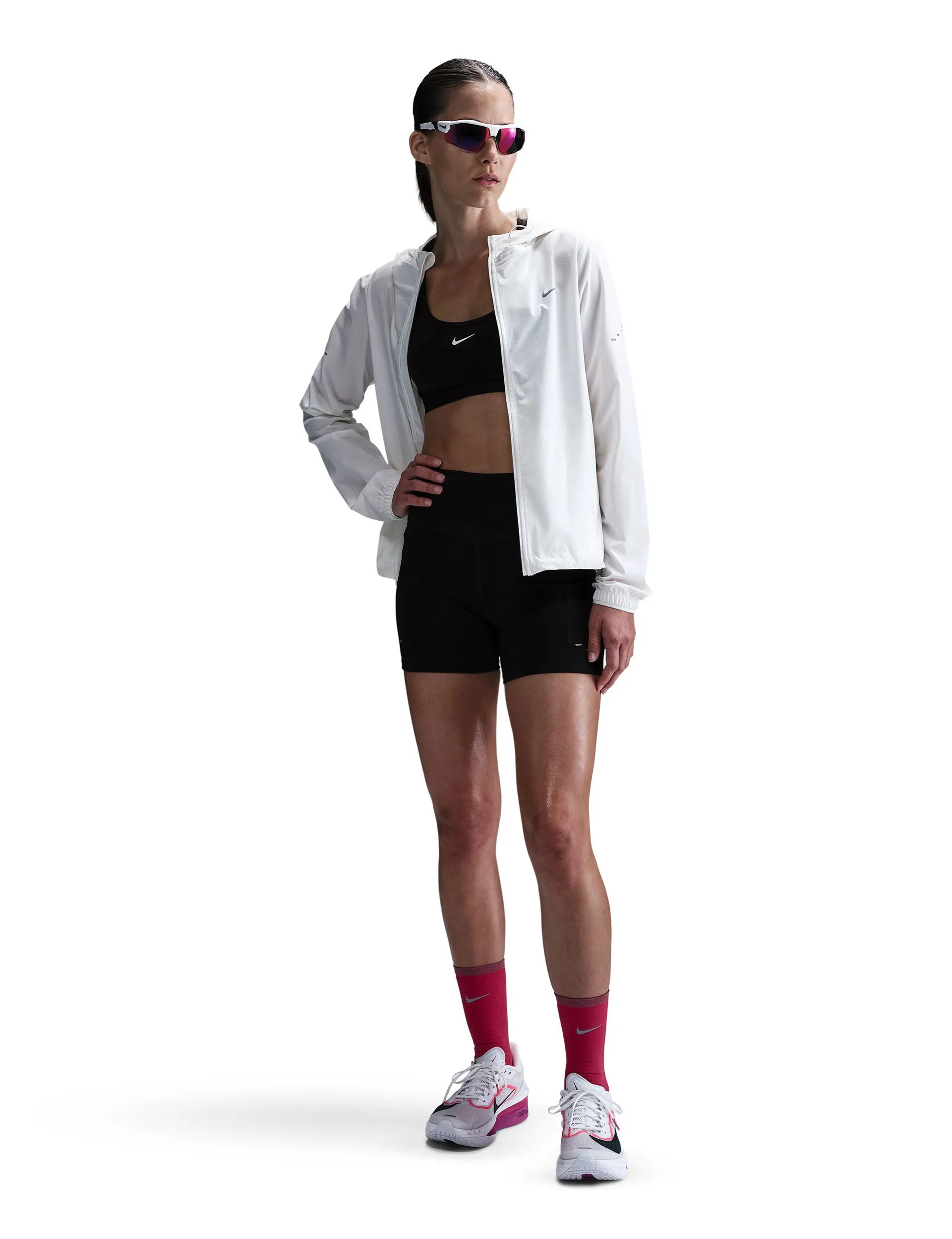 Swift High Waisted 4" Tight Running Shorts - Black/Reflective Silver