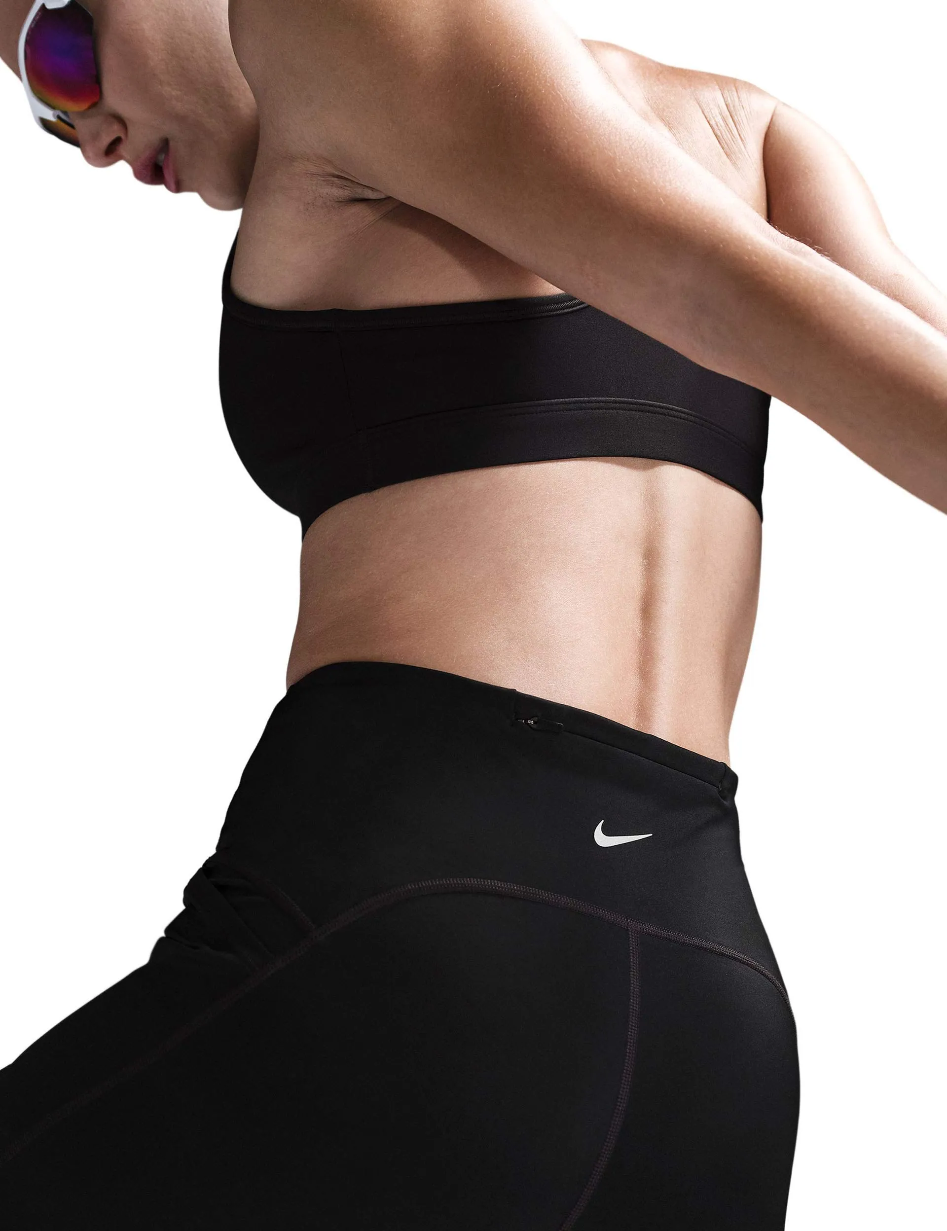 Swift High Waisted 4" Tight Running Shorts - Black/Reflective Silver