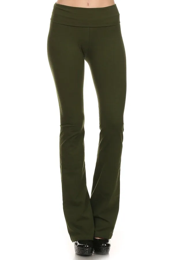 T-Party Fold Over Waist Solid Yoga Pants CJ7016