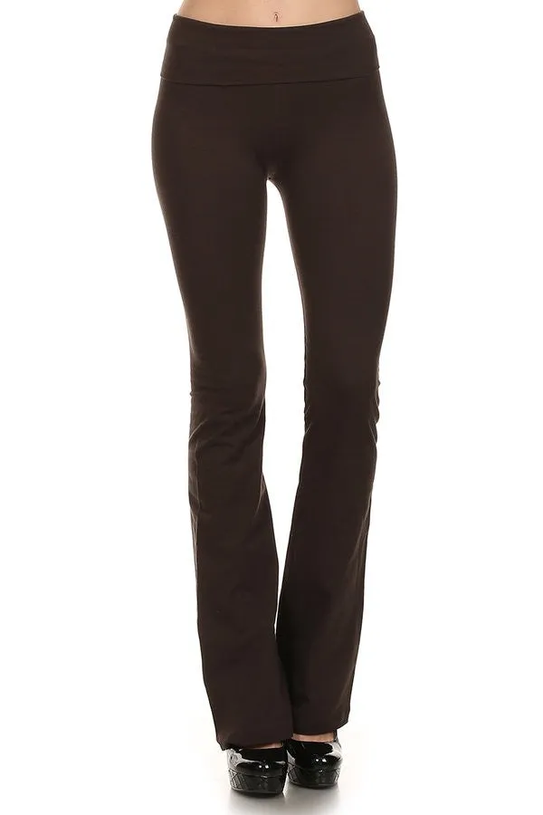 T-Party Fold Over Waist Solid Yoga Pants CJ7016