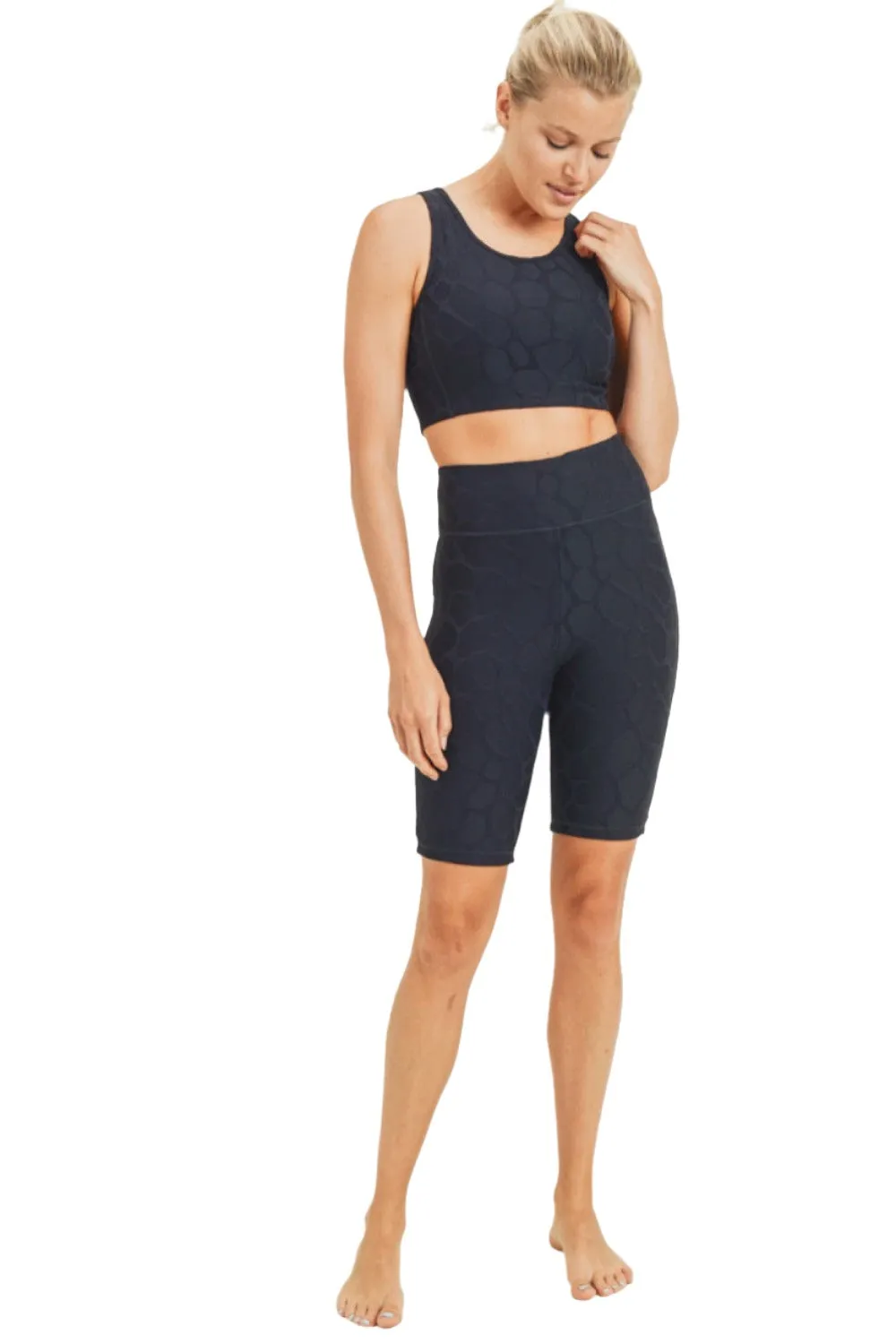 Textured Giraffe Print TACTEL® Highwaist Biker Shorts APH8039