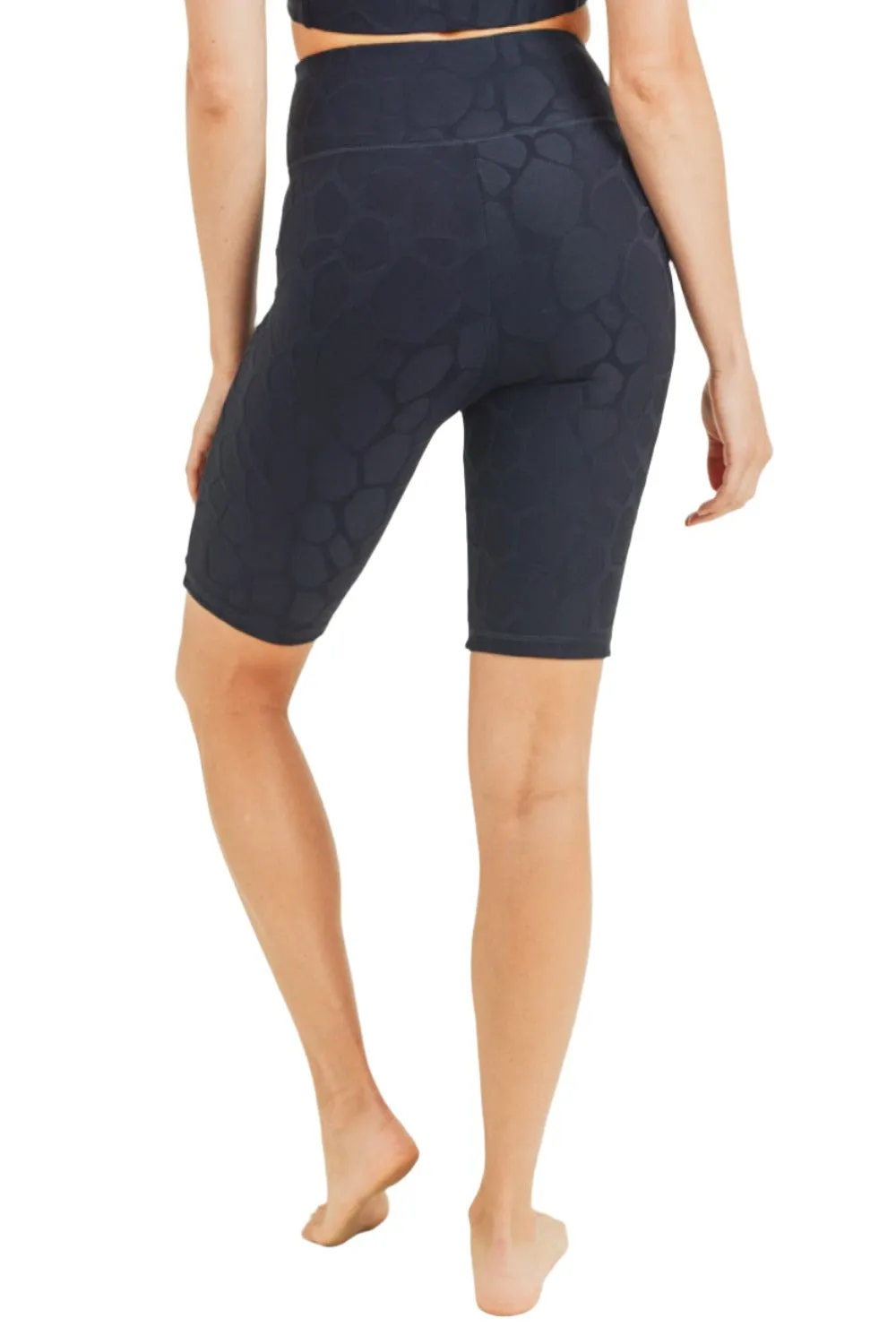 Textured Giraffe Print TACTEL® Highwaist Biker Shorts APH8039
