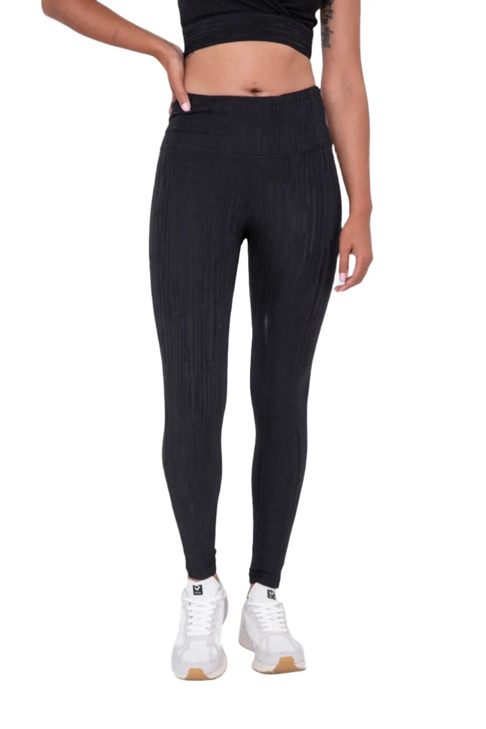 Textured Lines Jacquard High Waist Leggings APH8090