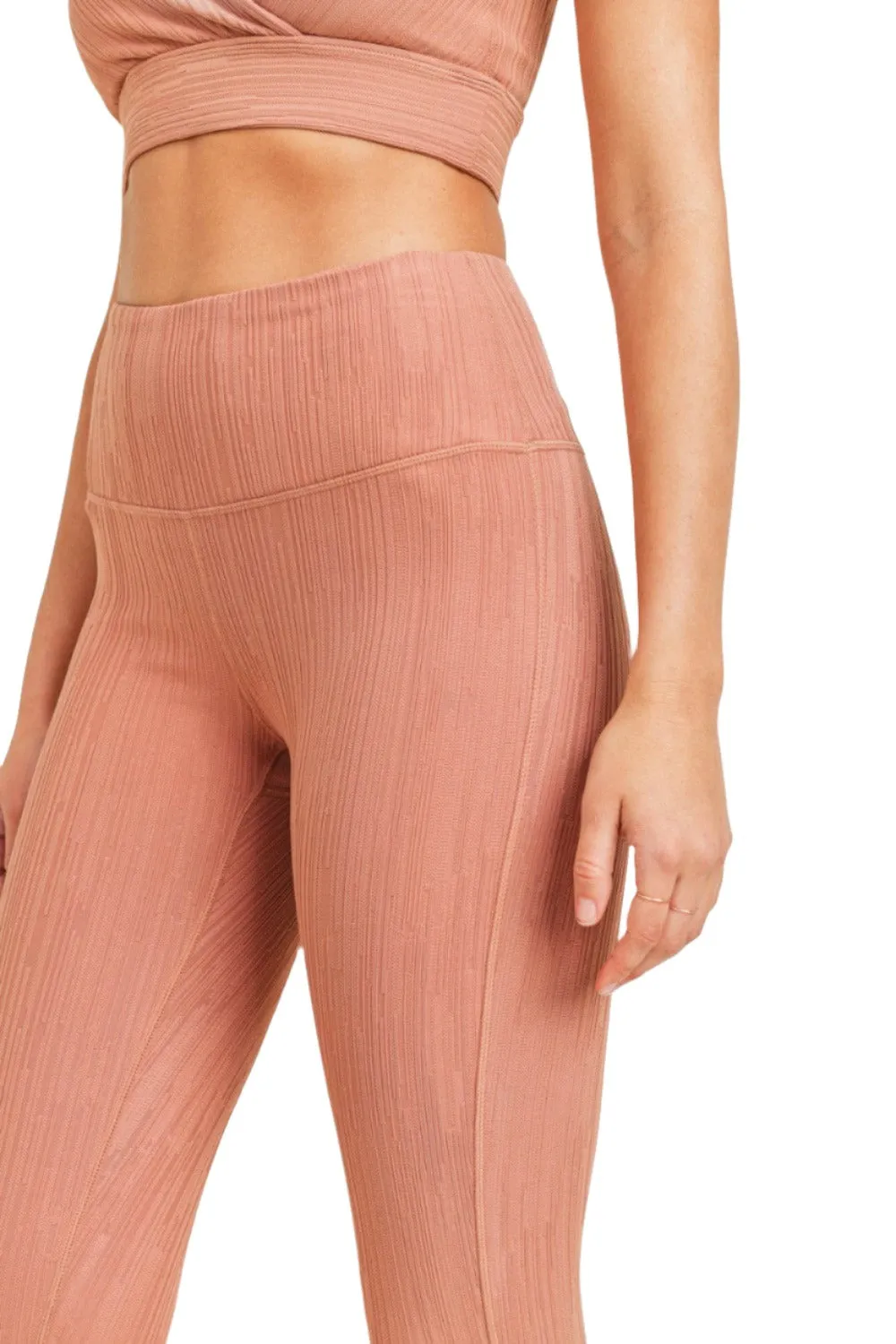 Textured Lines Jacquard High Waist Leggings APH8090