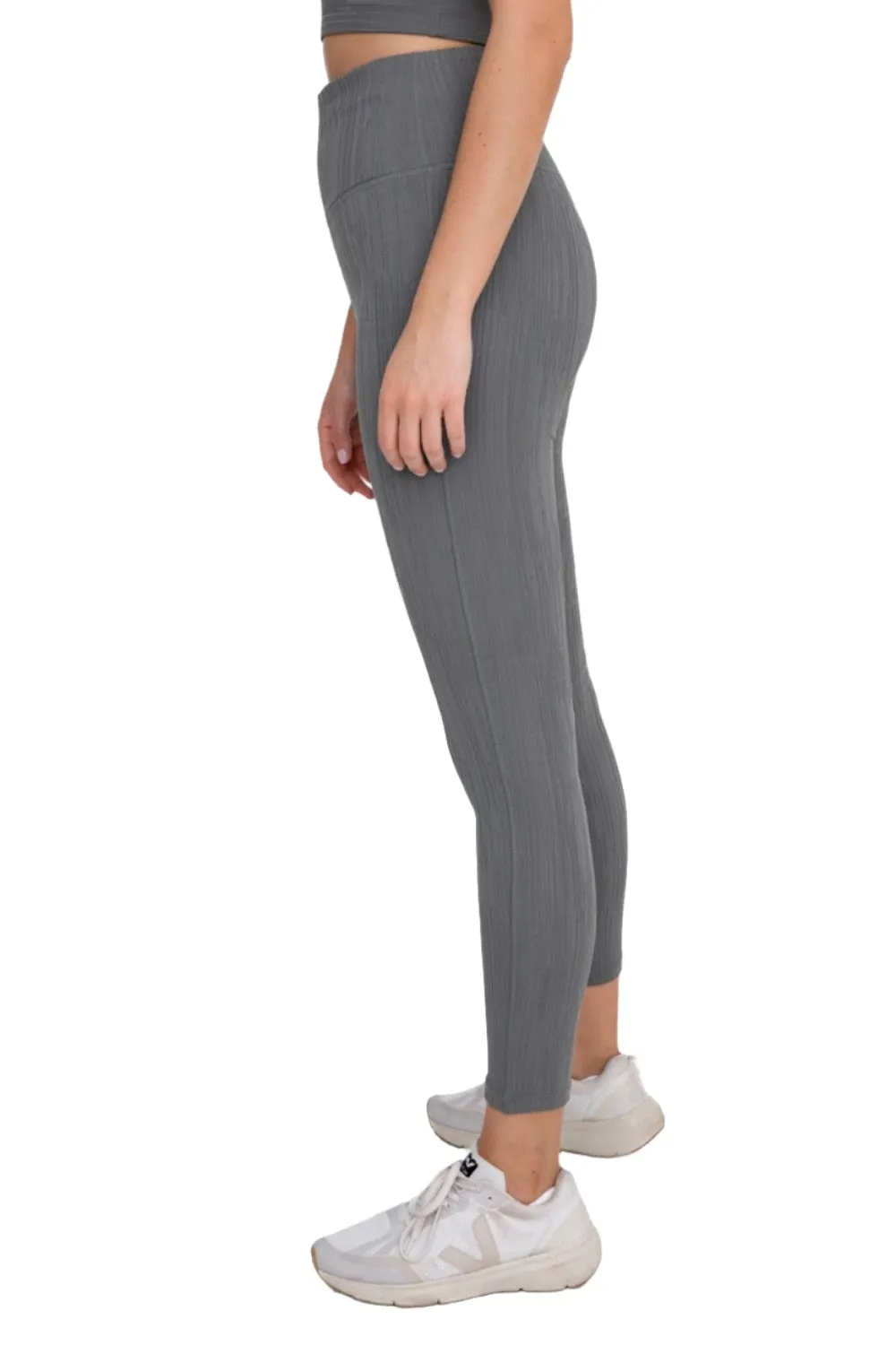 Textured Lines Jacquard High Waist Leggings APH8090