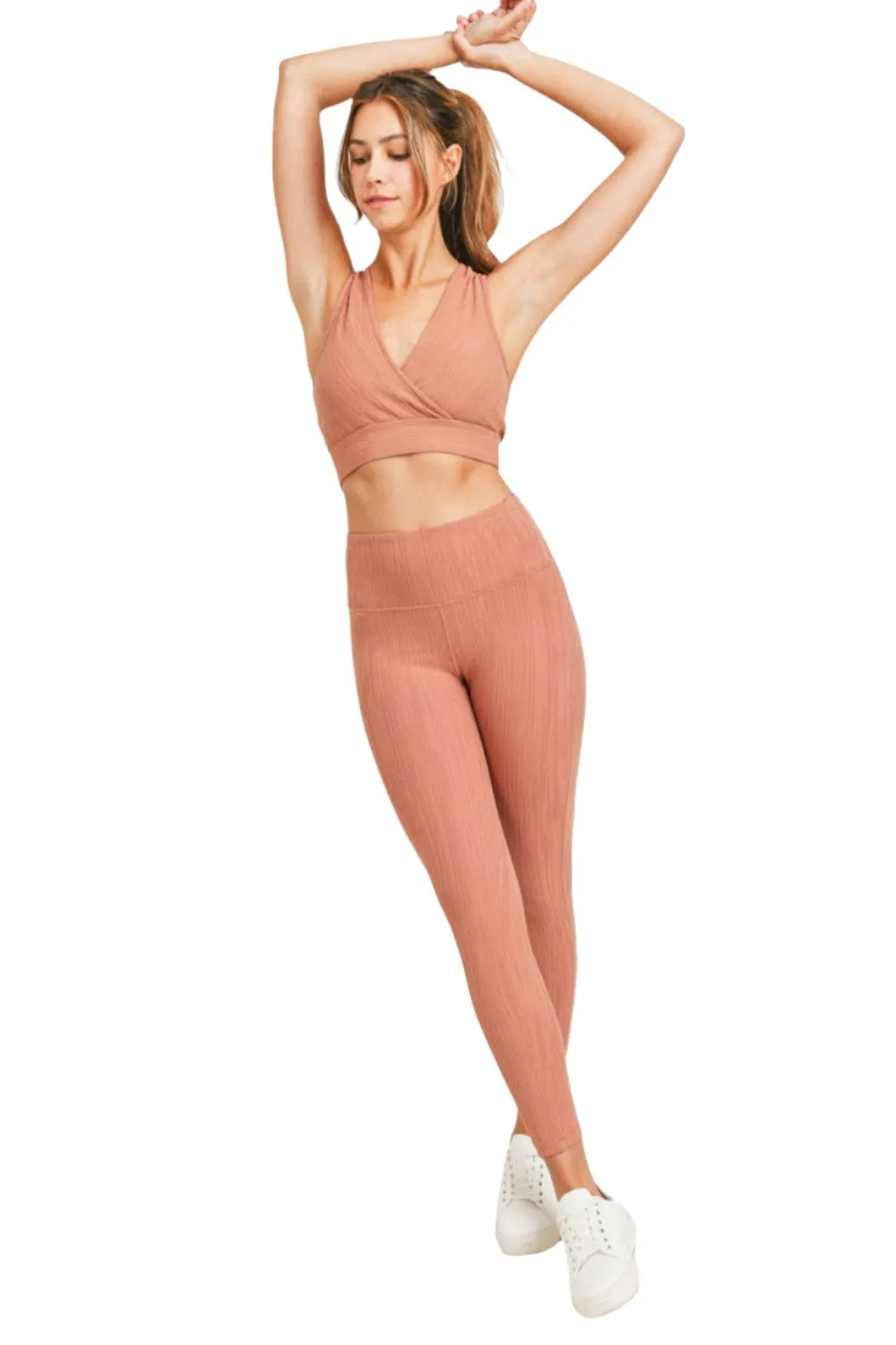 Textured Lines Jacquard High Waist Leggings APH8090