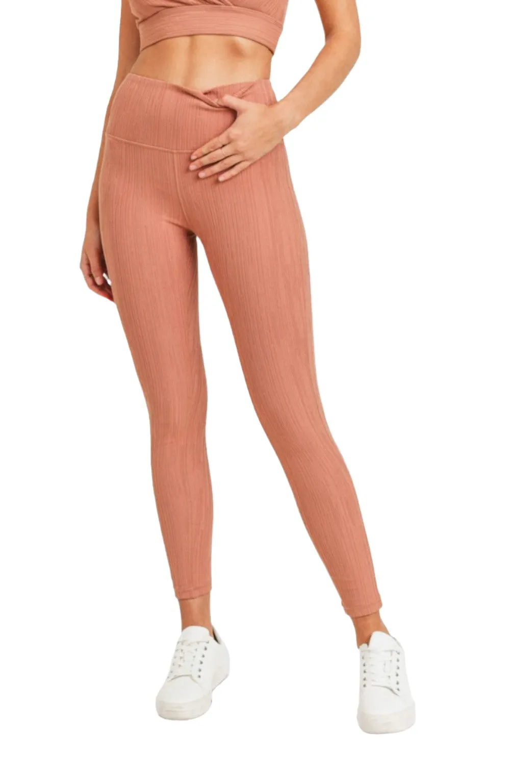 Textured Lines Jacquard High Waist Leggings APH8090