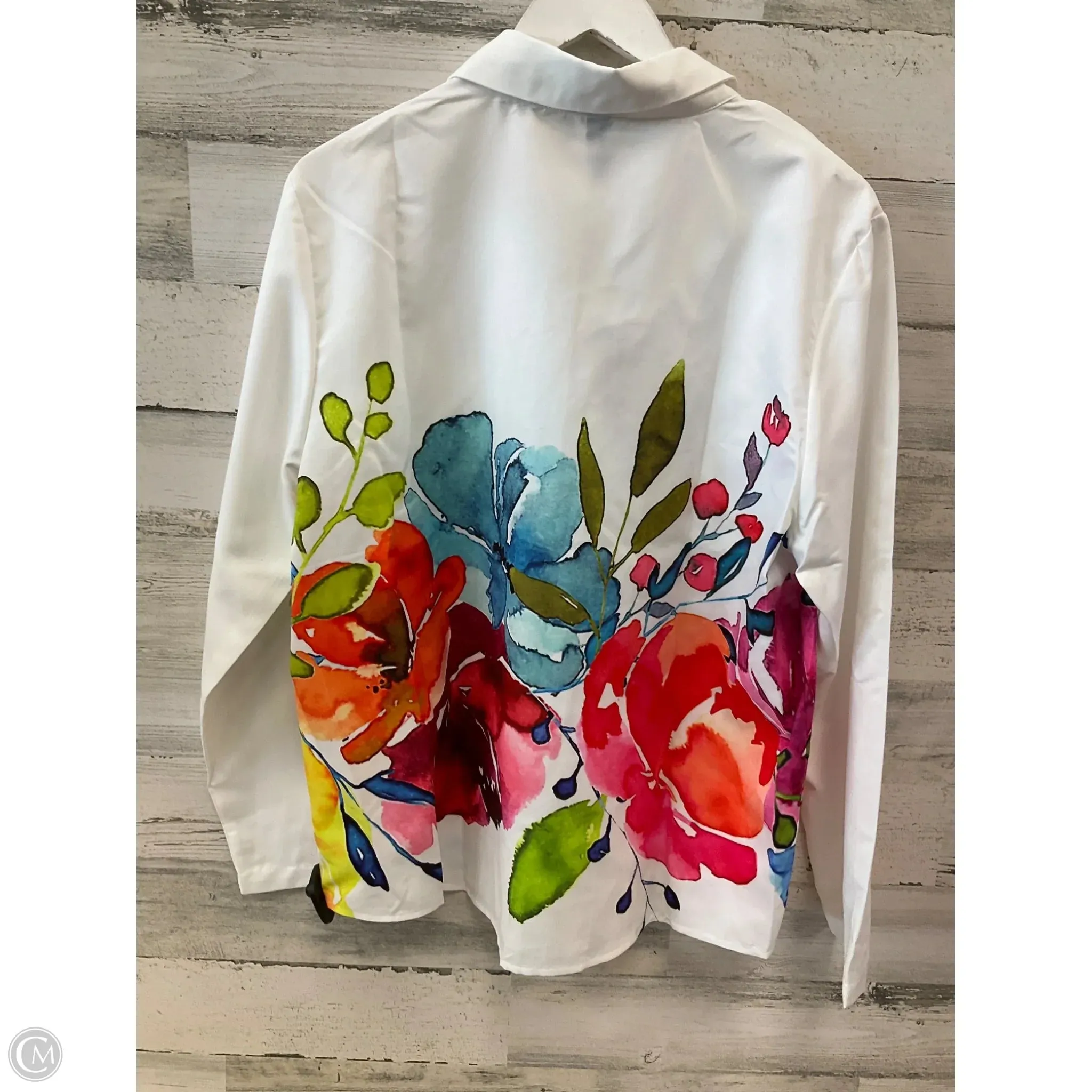 Top Long Sleeve By Clothes Mentor In White, Size: L