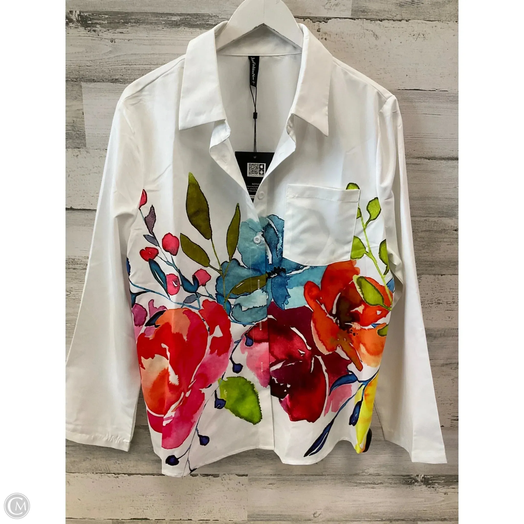 Top Long Sleeve By Clothes Mentor In White, Size: L