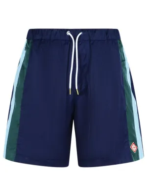 'Track' Blue Polyester Bermuda Shorts