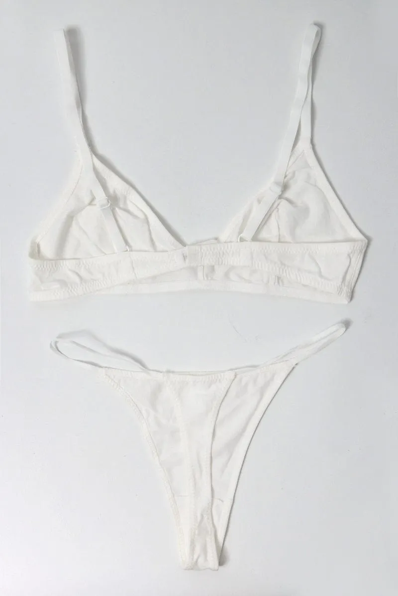 White Bralet and Thong Lingerie Set