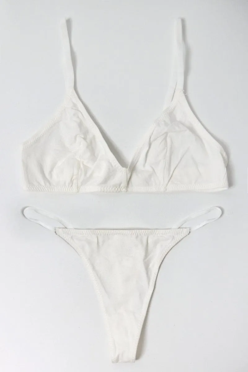 White Bralet and Thong Lingerie Set