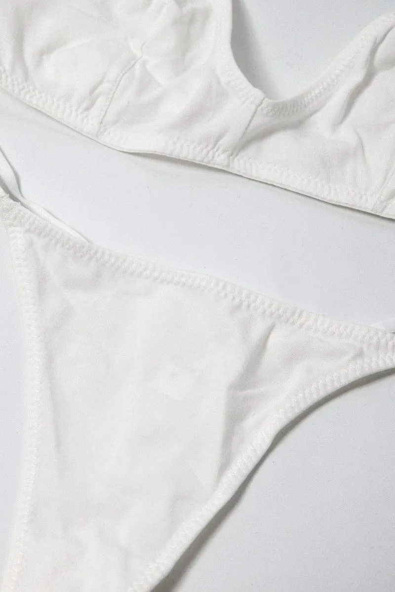 White Bralet and Thong Lingerie Set
