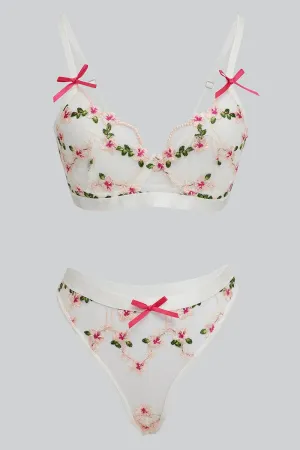 White Embroidery Lingerie Set