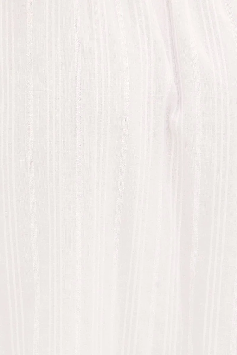 White Midi Skirt Tiered Textured Thin Tie Waist
