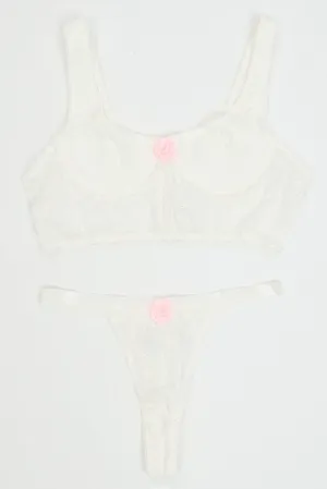 White Rosette Lingerie Set