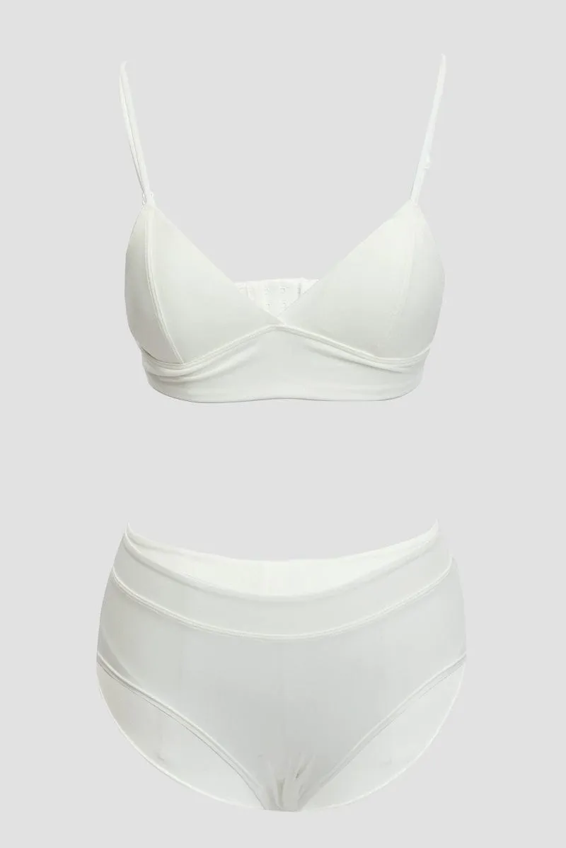 White Triangle Bra and Briefs Lingerie Set