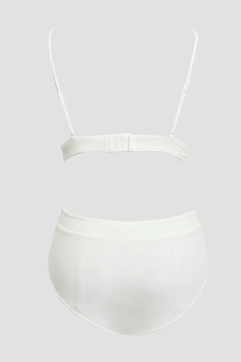 White Triangle Bra and Briefs Lingerie Set