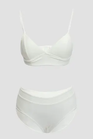 White Triangle Bra and Briefs Lingerie Set