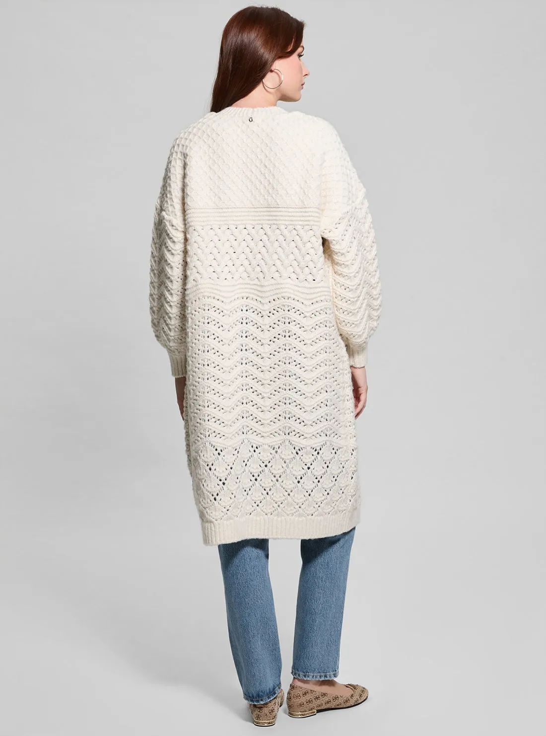 White Valeria Midi Knit Cardigan