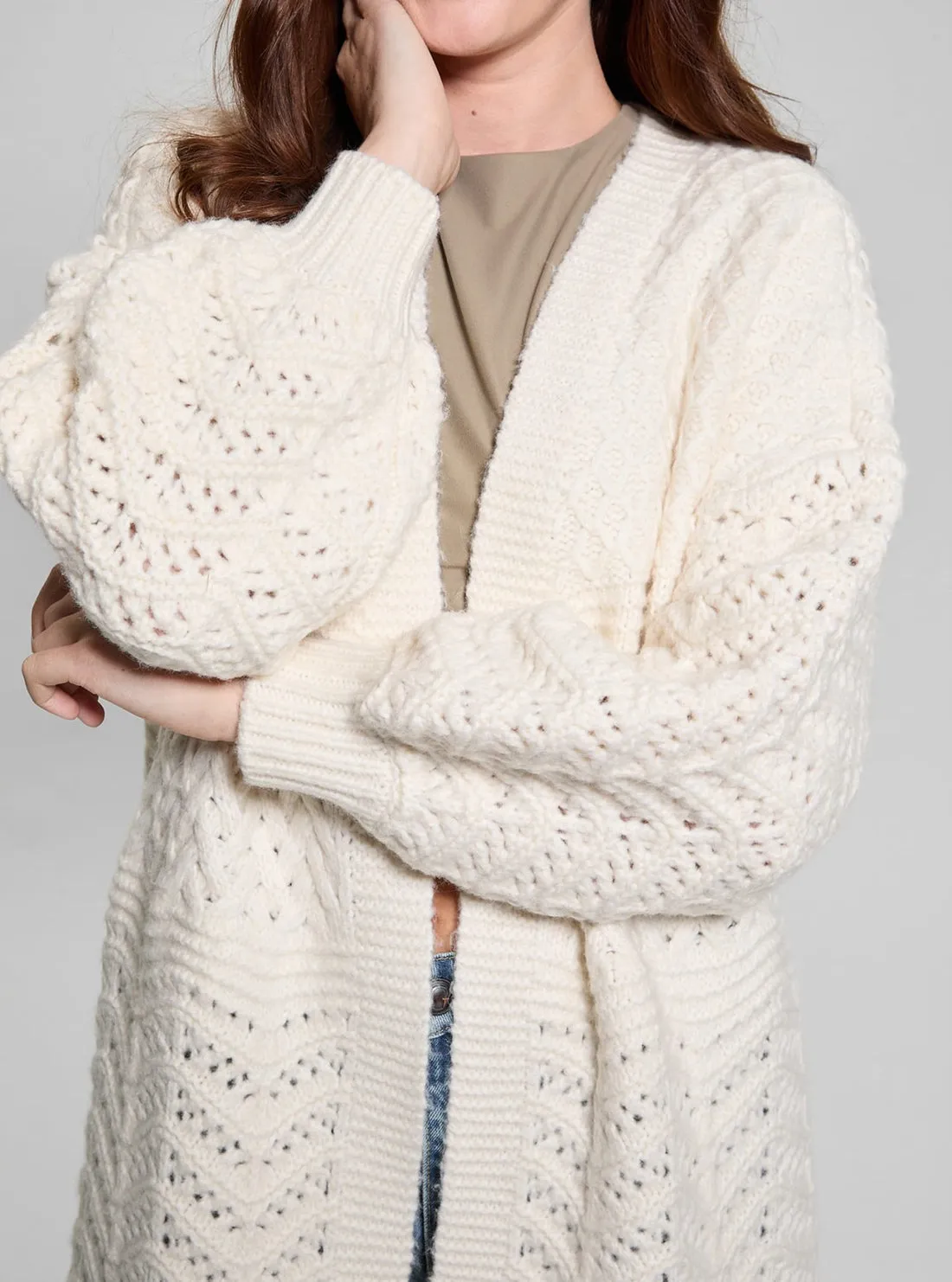 White Valeria Midi Knit Cardigan